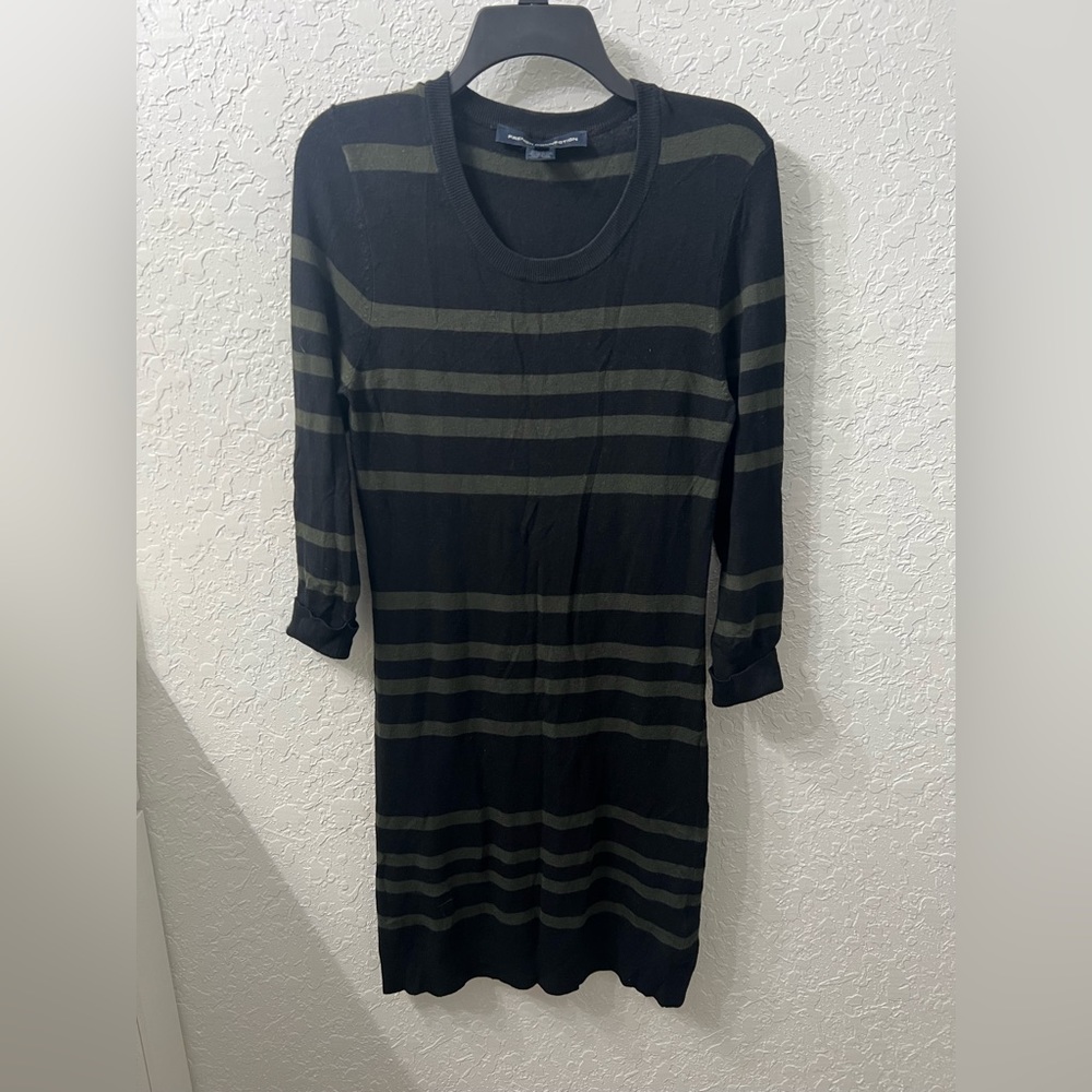 French Connection army green and black sweater dress
